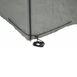 Graue Schutzhülle für Loungemöbel (215x215x90cm) mit Reißverschluss und Kordelzug.