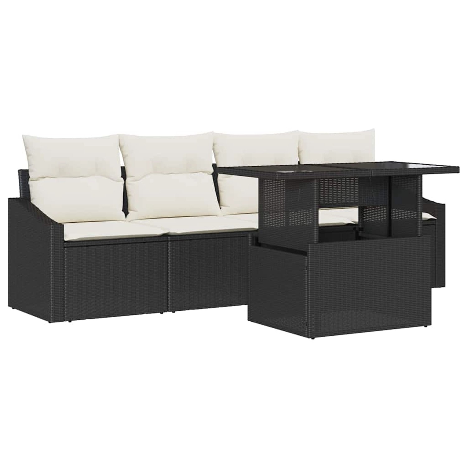 vidaXL Garten-Sofa-Set mit Speicher 5-Tlg Schwarz Poly Rattan 3357640 günstig online kaufen