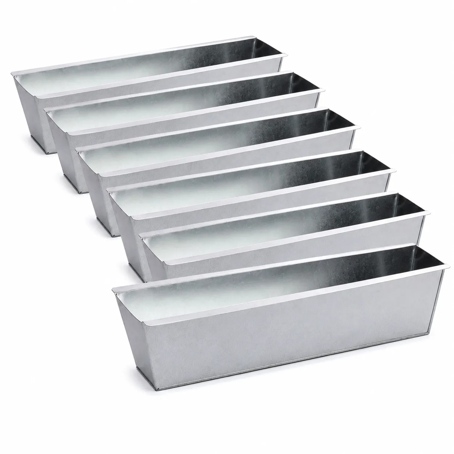 BigDean 6er Set Zink Paletten Blumenkästen Einsatz 38cm Groß Silber aus Metall Verzinkt Zinkkasten Pflanzkasten Balkonkasten Blumentopf