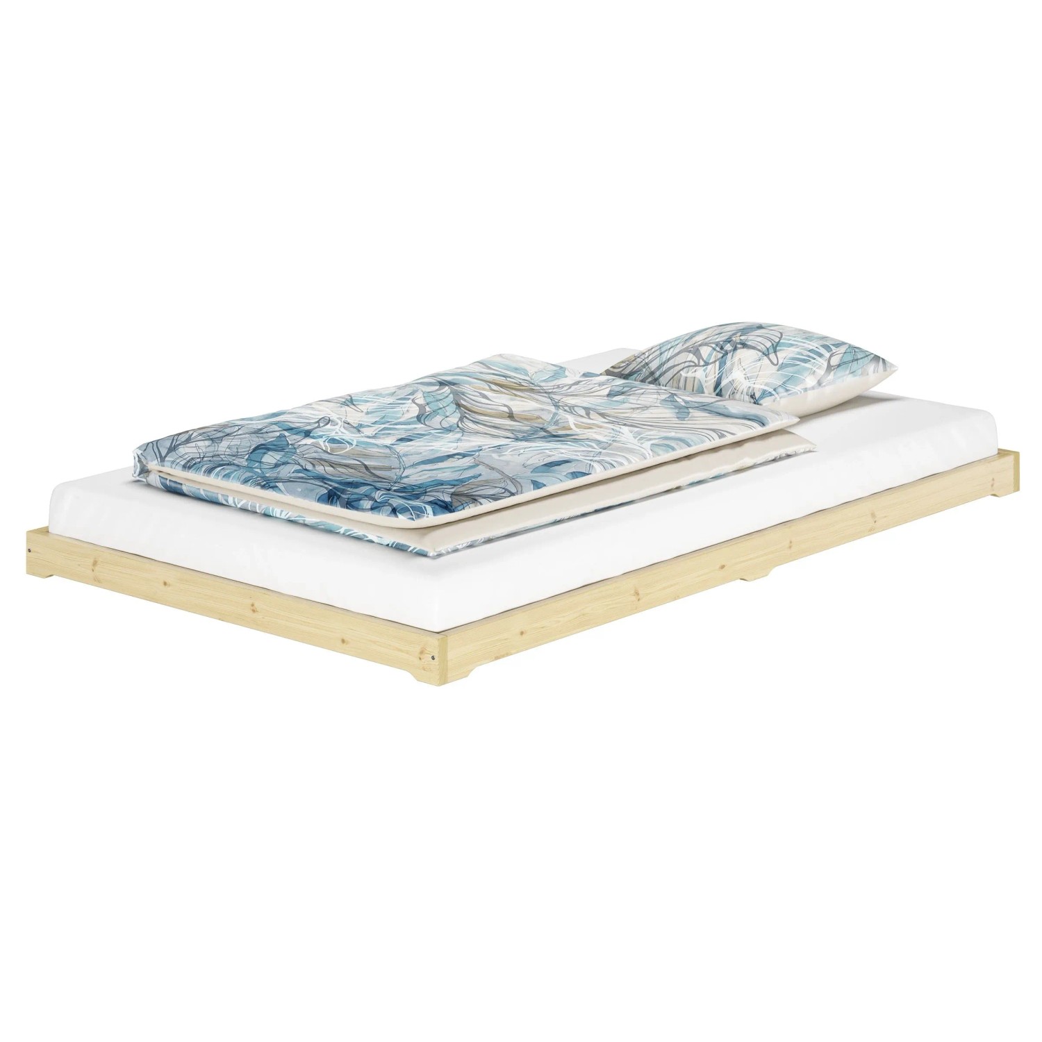 Erst-Holz Futonbett Studentenbett 120 x 200 cm Fichte Massiv Extra Niedrig Geölt Modell 47 ohne Zubehör
