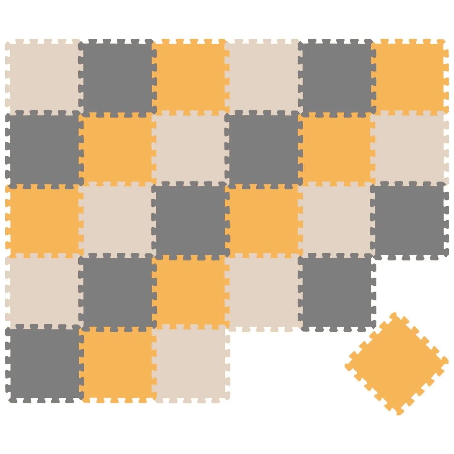 LittleTom Baby & Kinder Puzzlematte 30 x 30 cm 27 Teile Grau Beige Gelb