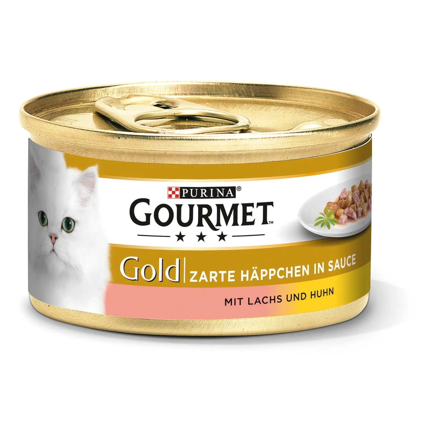 Gourmet Katzen-Nassfutter Gold Zarte Häppchen in Sauce mit Lachs und Huhn 85 g