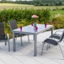 5-teiliges Gartenmöbel-Set Amalfi in Schwarz mit Stapelsesseln und ausziehbarem Tisch.