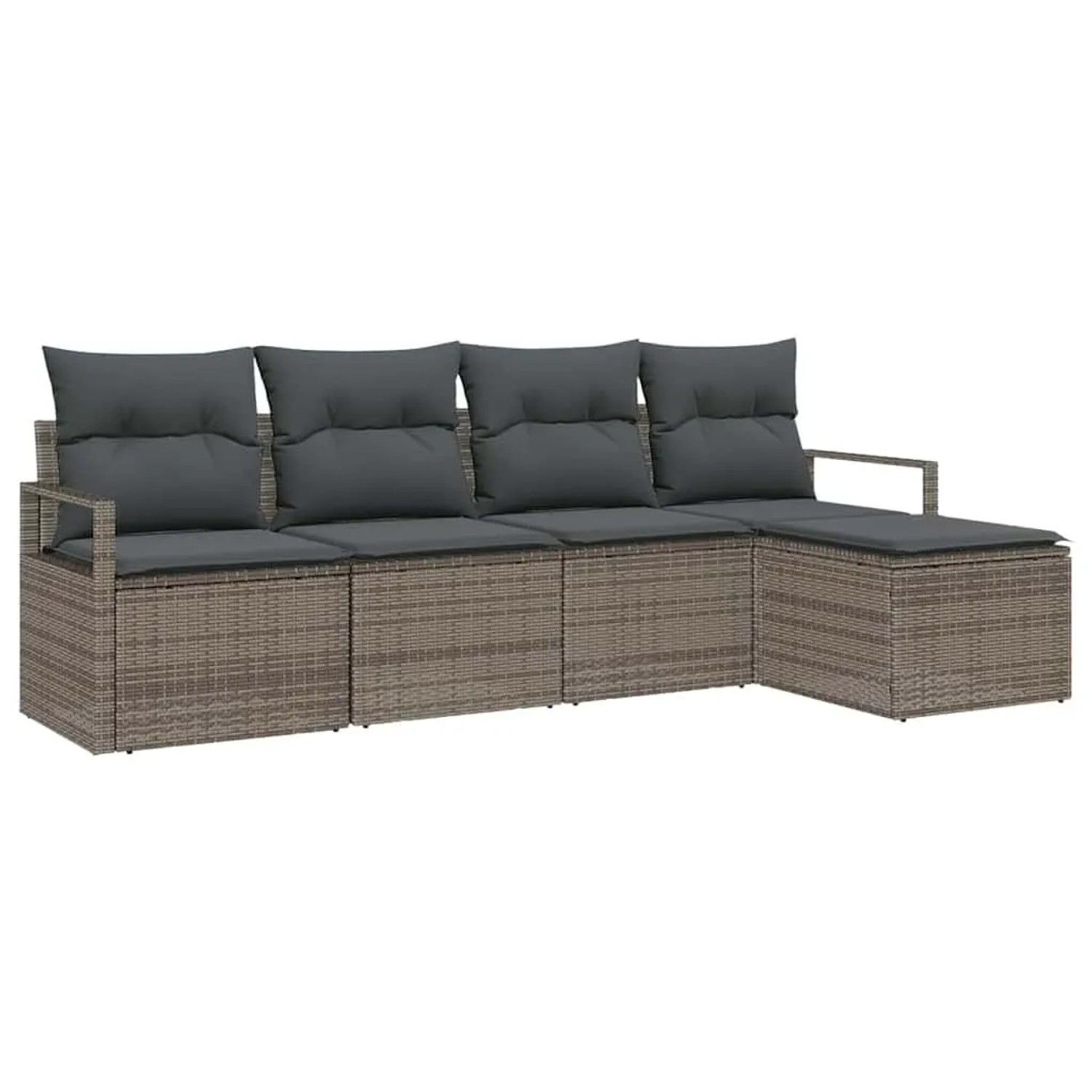 vidaXL Sofa Set mit Kissen mit Speicher 5-Tlg Grau Poly-Rattan 3355008 günstig online kaufen