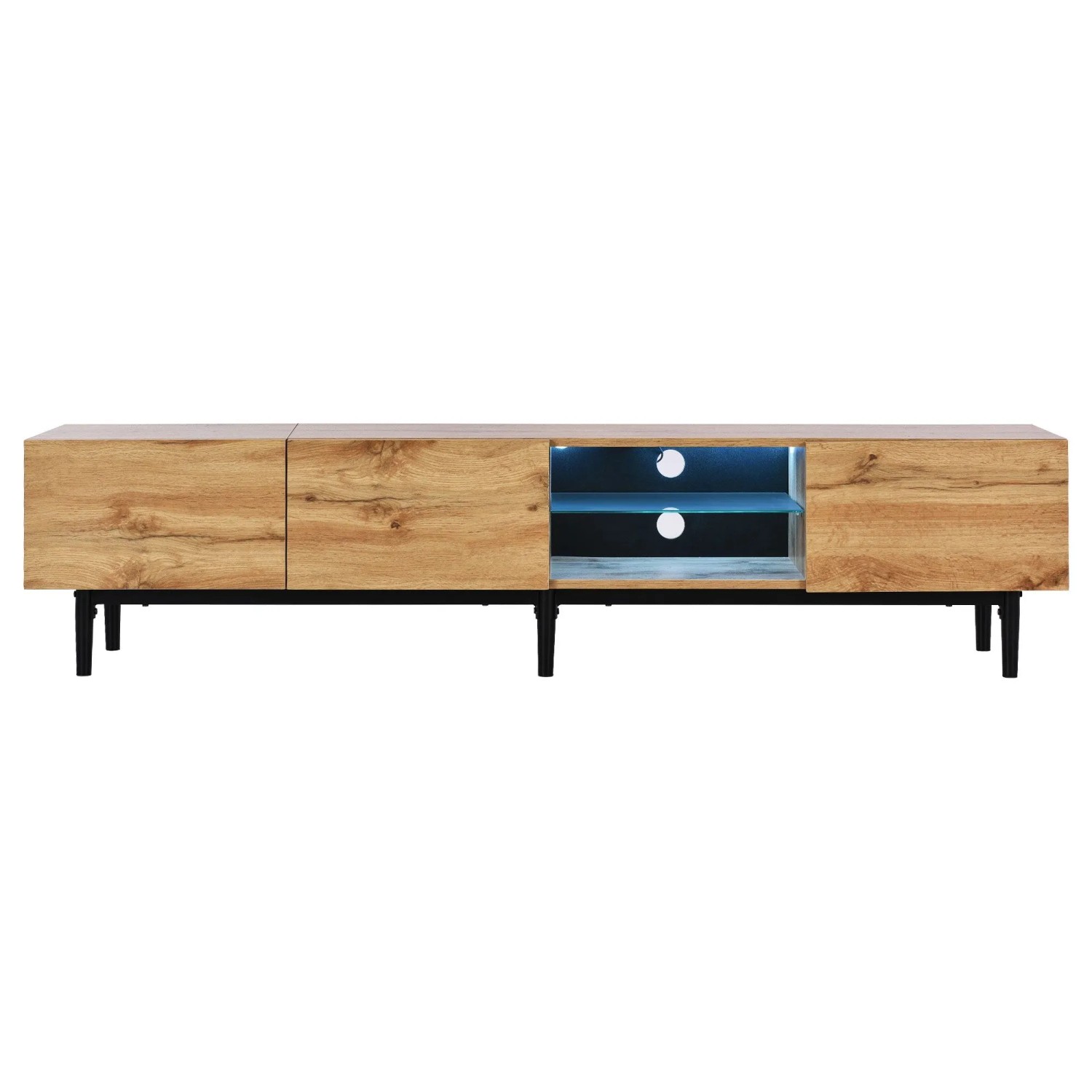 okwish TV Schrank mit Holzmaserung LED Licht Wohnbereich 175x31x41cm Natur