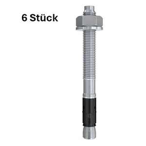 Spettmann Montageset für Betonwände, 6 Stück, Stahlanker mit Sechskantmutter für sichere Befestigung.