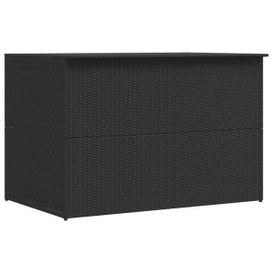 Schwarze Furnicato Gartenbox aus Polyrattan, 150x100x100 cm, zur Aufbewahrung von Gartenauflagen.
