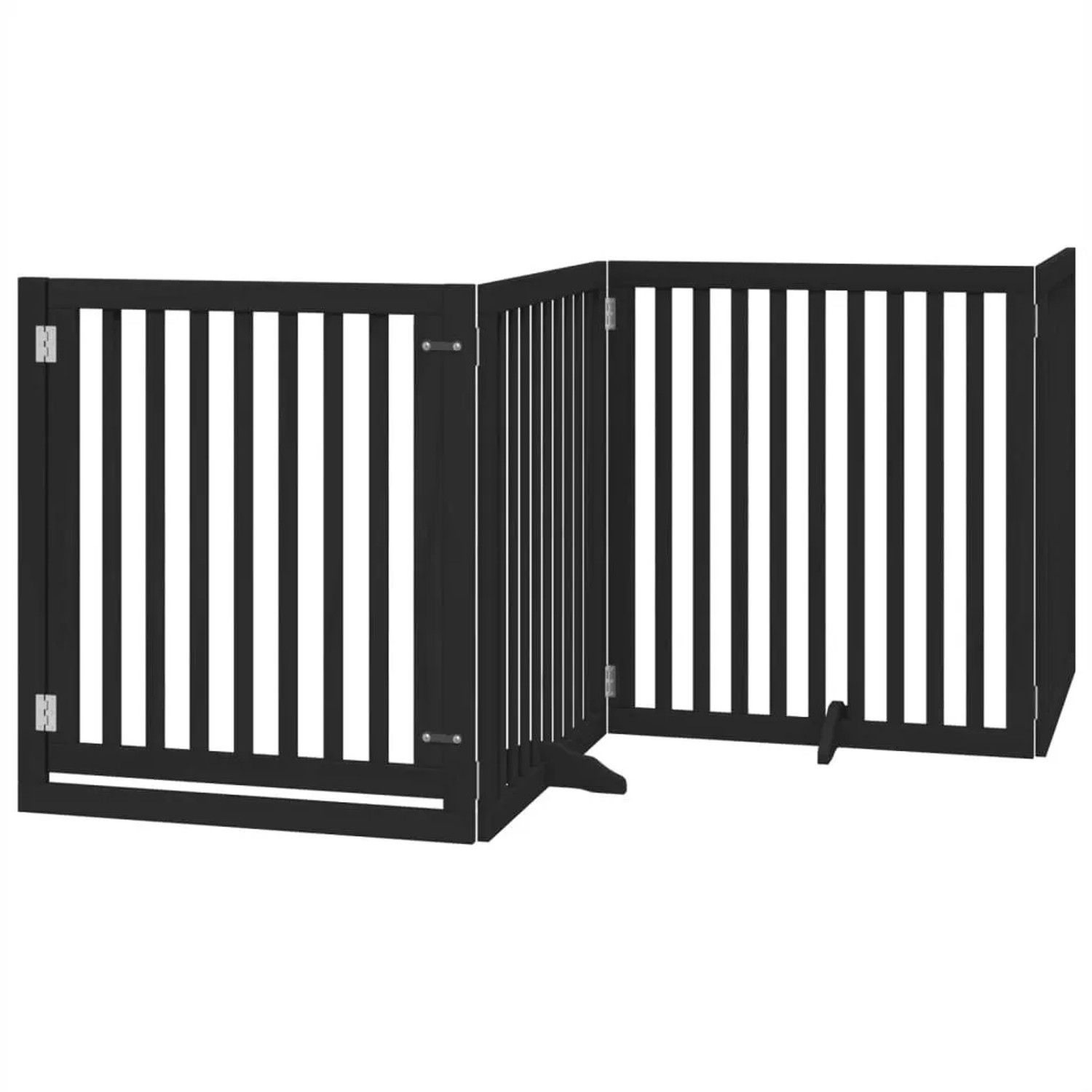 vidaXL 4 Tlg Hundetor mit Tür Faltbar Schwarz 320 cm Pappelholz 352259