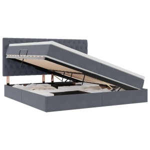 vidaXL Bett mit Stauraum und LED Dunkelgrau 200 x 200 cm Samt 3372112