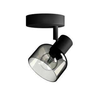 Schwarzer Philips Spot Sleet mit Rauchglas E14, 1-flammig. Eleganter Wandspot für gezielte Beleuchtung.