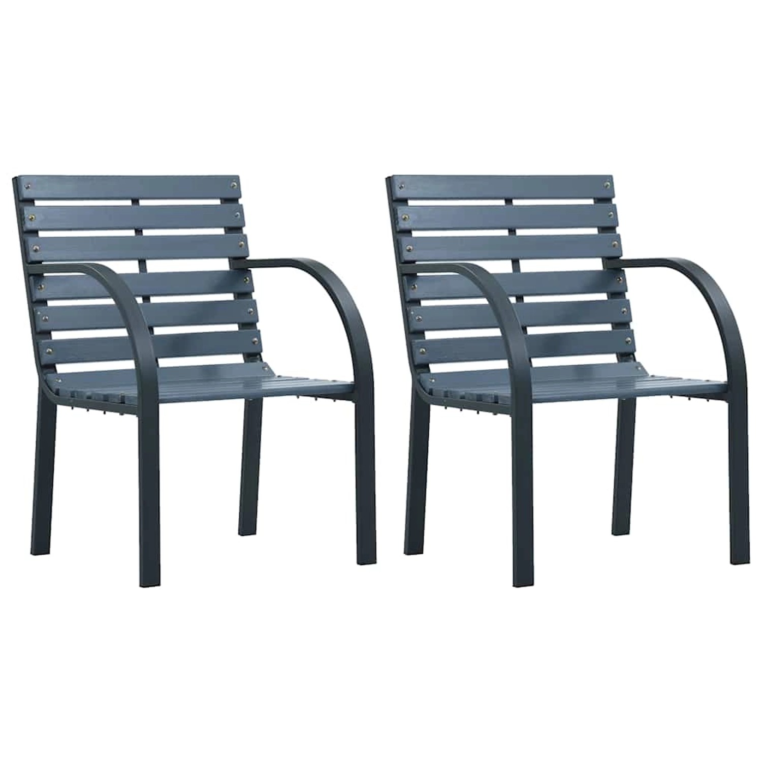 vidaXL Gartenstühle 2 Stk. Grau Tannenholz Pulverbeschichteter Stahl 319577 günstig online kaufen