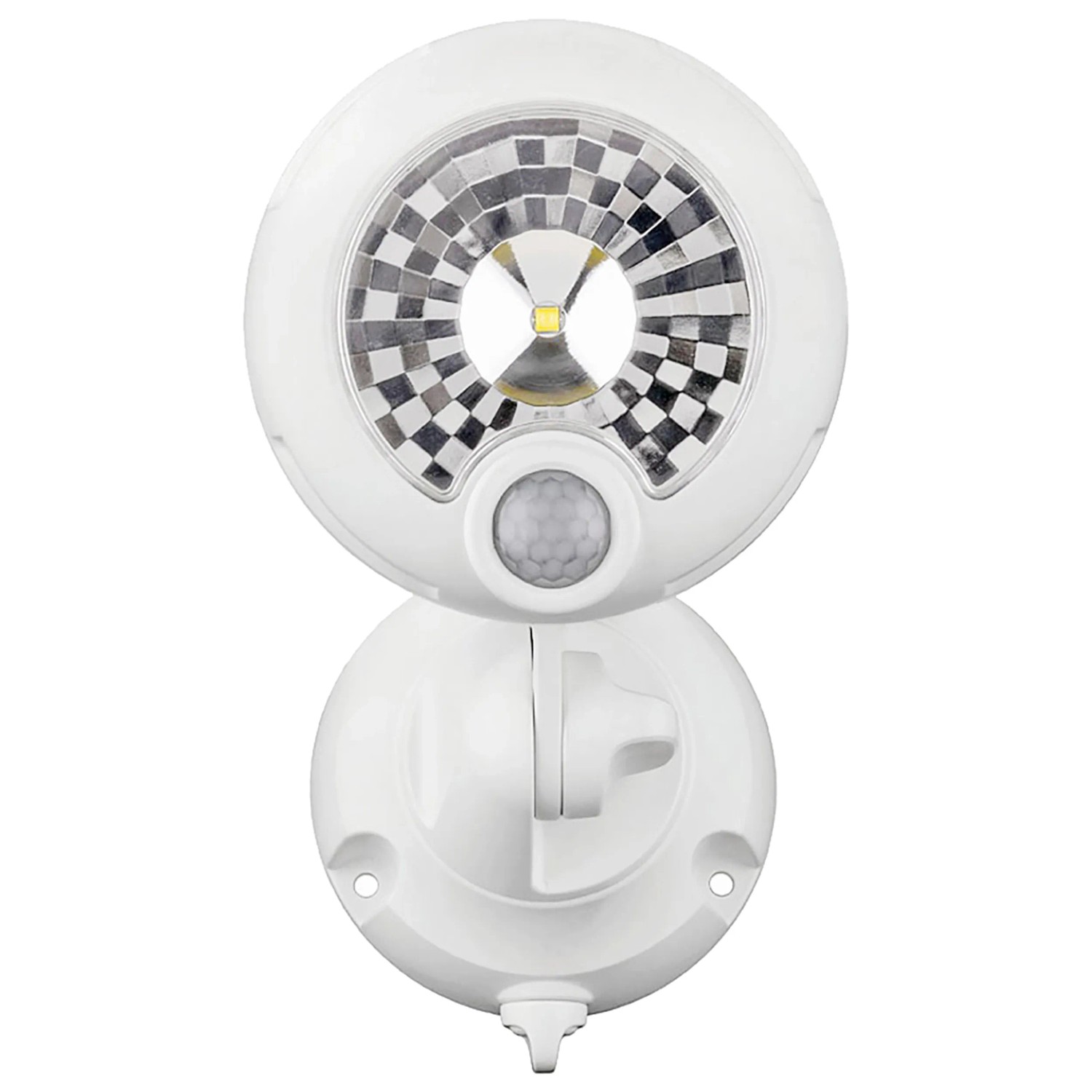 Weißer Mr. Beams LED-Außenstrahler MB360XT mit Bewegungsmelder für die Wandmontage.