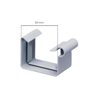 Grauer Inefa Rinnenverbinder aus PVC für Kastenrinnen, 83 mm breit, als Verbindungselement für Dachrinnen.