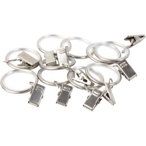 Gardinenringe mit Klammern in Satinoptik, Ø 19 mm, für Gardinenstangen und Vorhänge.