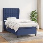 Blaues vidaXL Boxspringbett (80x200 cm) mit Matratze und Stoffbezug.