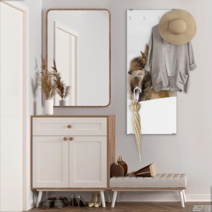 Banjado Glasgarderobe 50 x 125cm Modernes Design Mit 7 Haken Und Beschreibbar Motiv Wölfe