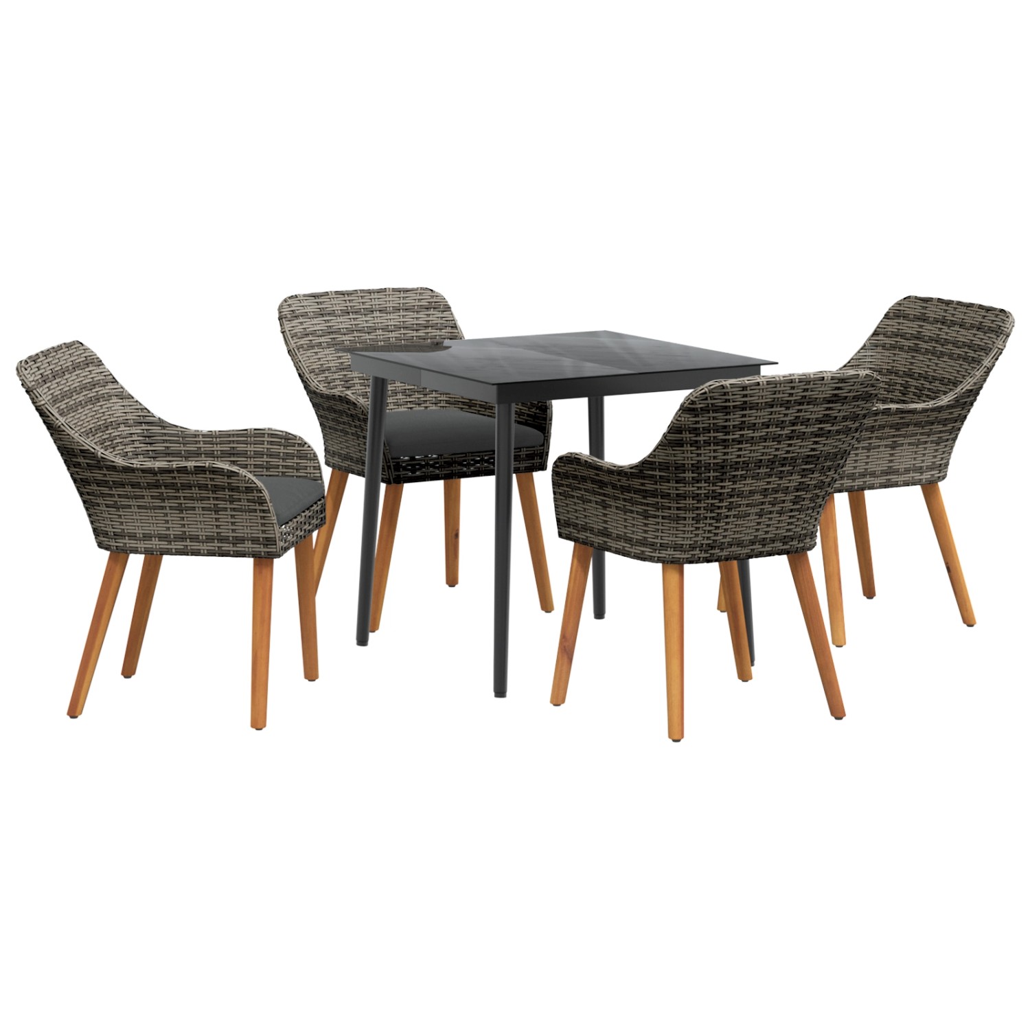 vidaXL 5-Teiliges Garten-Essgruppe Grau Poly-Rattan 3261678 günstig online kaufen