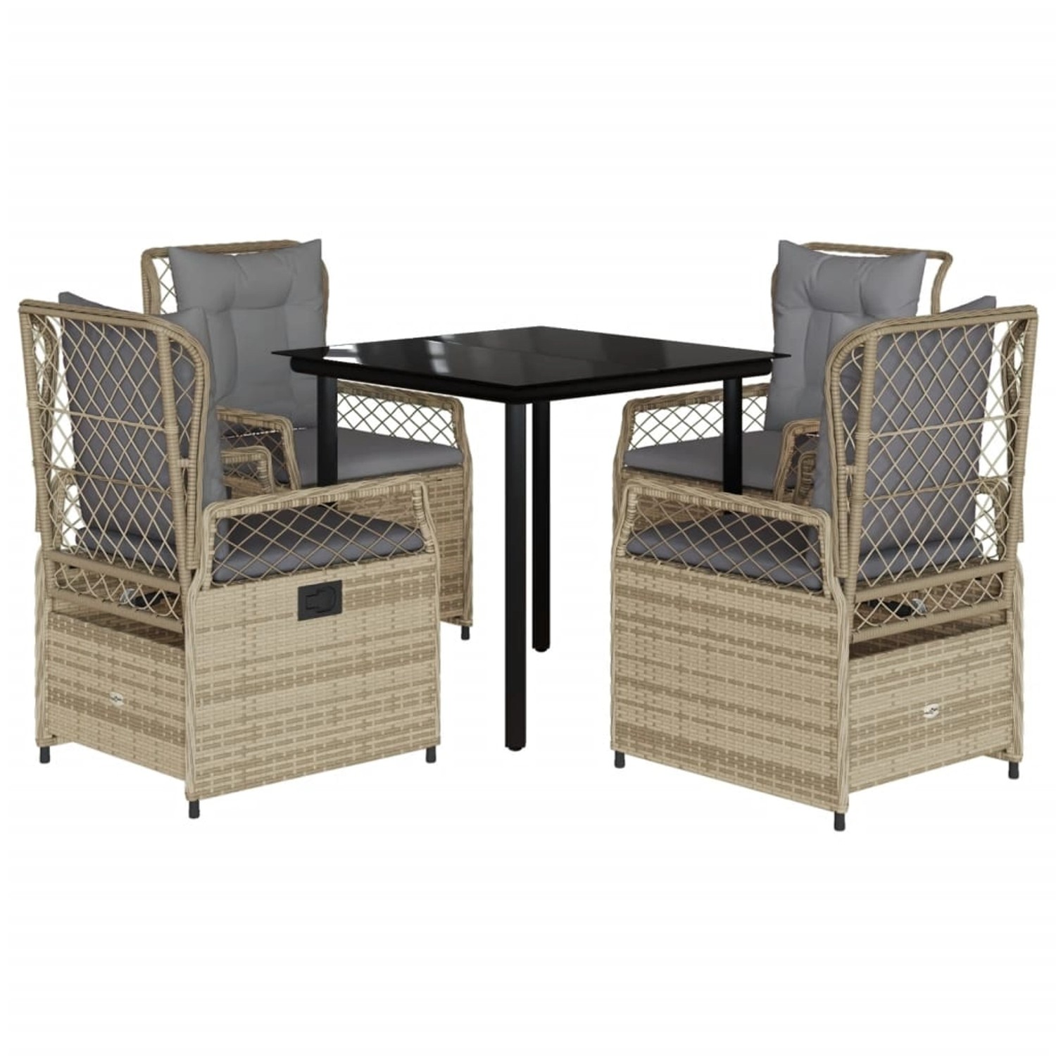 vidaXL 5-Tlg Garten-Essgruppe mit Kissen Beige Poly Rattan 3263007 günstig online kaufen