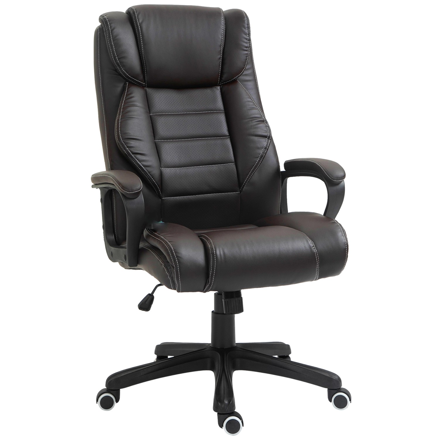 Vinsetto Bürostuhl mit Massagefunktion Kunstleder Kunststoff 74L x 64B x 112-120H cm Braun