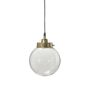 PR Home Normandy Hochwertige Pendelleuchte in Kugelform Klar Glas Messing 20cm E27 dimmbar