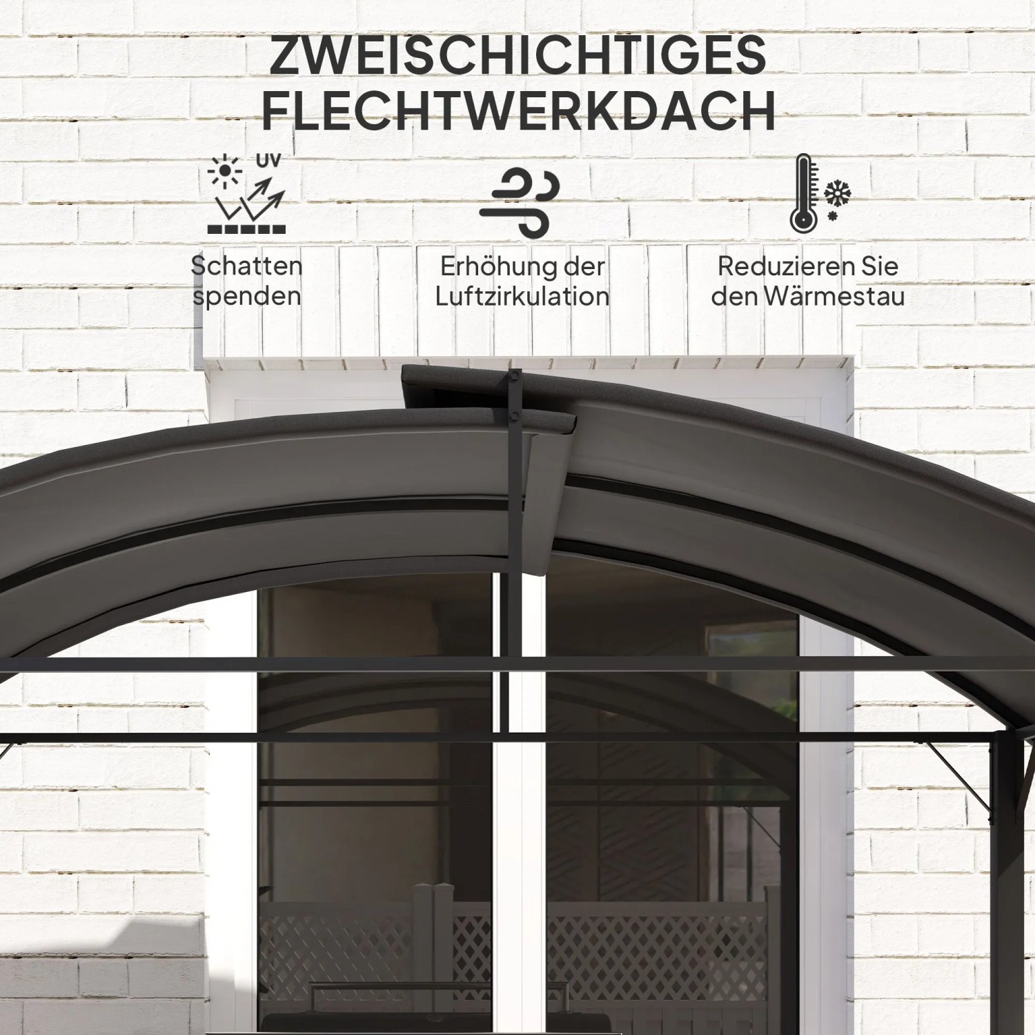 Outsunny GrillPavillon Stahl Polyester Dunkelgrau 233L x 110B x 235H cm_4