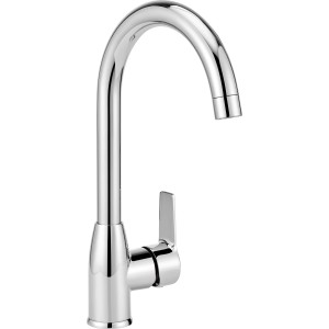 Küchenarmatur Lattari in Chrom-Optik, Einhebelmischer mit hohem Auslauf.