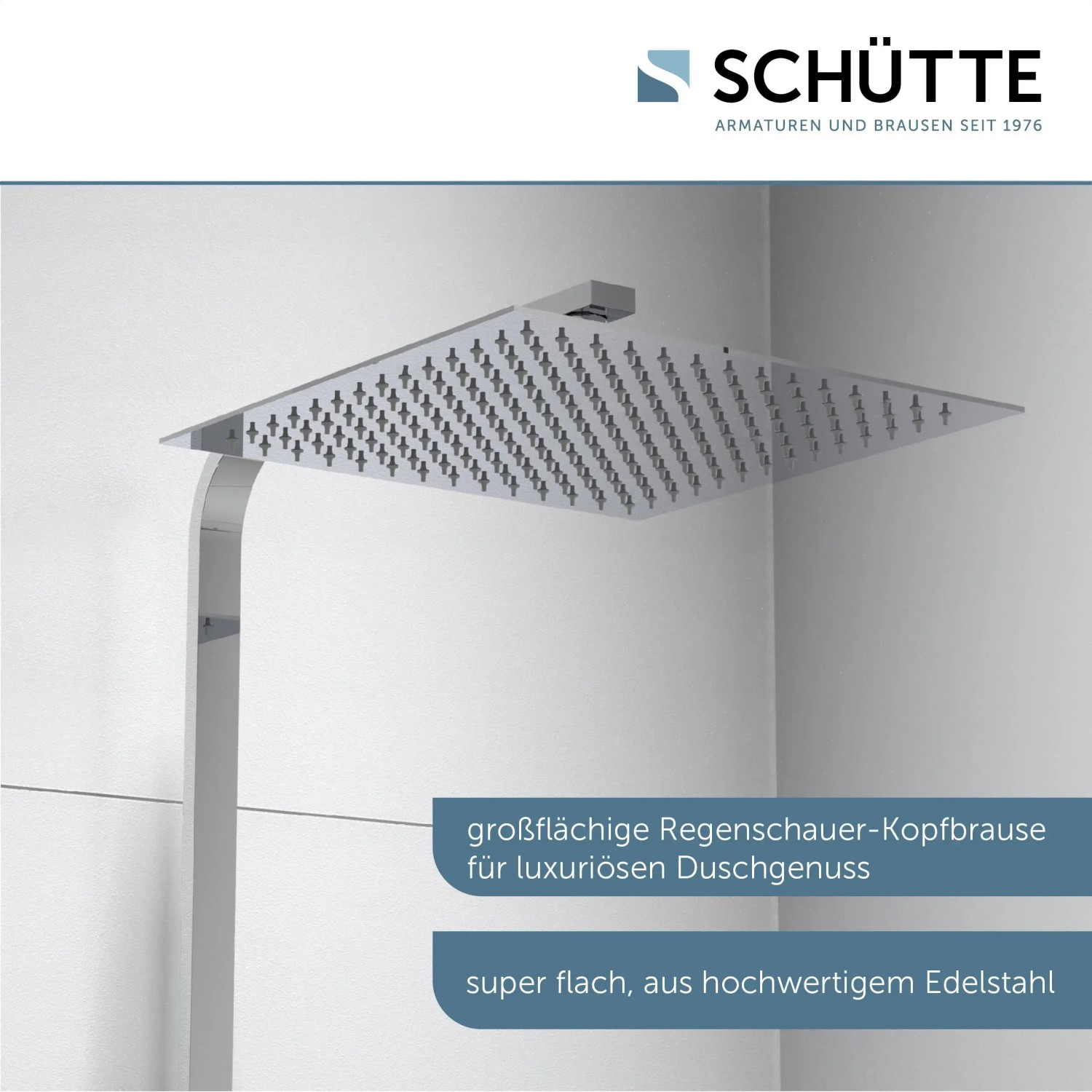 Schütte Ocean Überkopf-Brauseset mit Thermostat, Chrom/Weiß, Kopfbrause