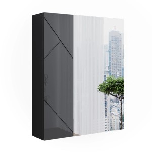 Vicco Badspiegelschrank Irma, anthrazit/hochglanz, 60x75 cm. Spiegelschrank für Badezimmer.