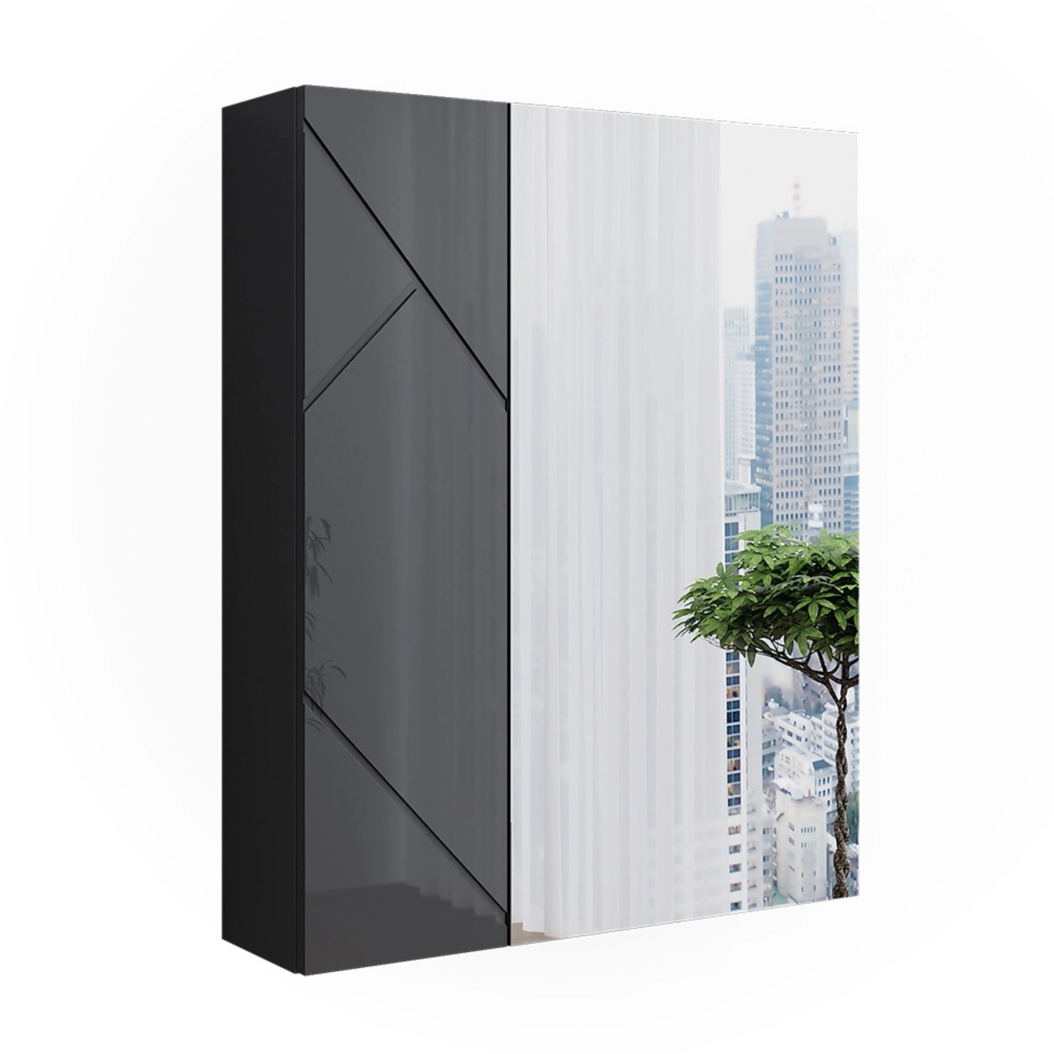Vicco Badspiegelschrank Irma Anthrazit/Anthrazit Hochglanz 60 x 75 cm günstig online kaufen