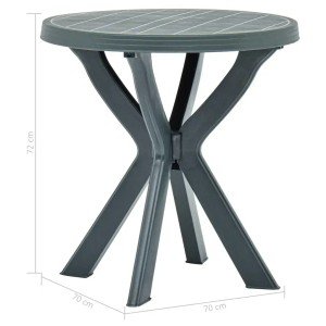 Grüner vidaXL Bistrotisch, Ø70 cm, aus wetterfestem Kunststoff für Garten, Balkon oder Terrasse.