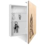 Offene, weiße Schlüsselbox aus Holz mit Katzenmotiv und 50 Haken. Schlüsselkasten für die Wandmontage.