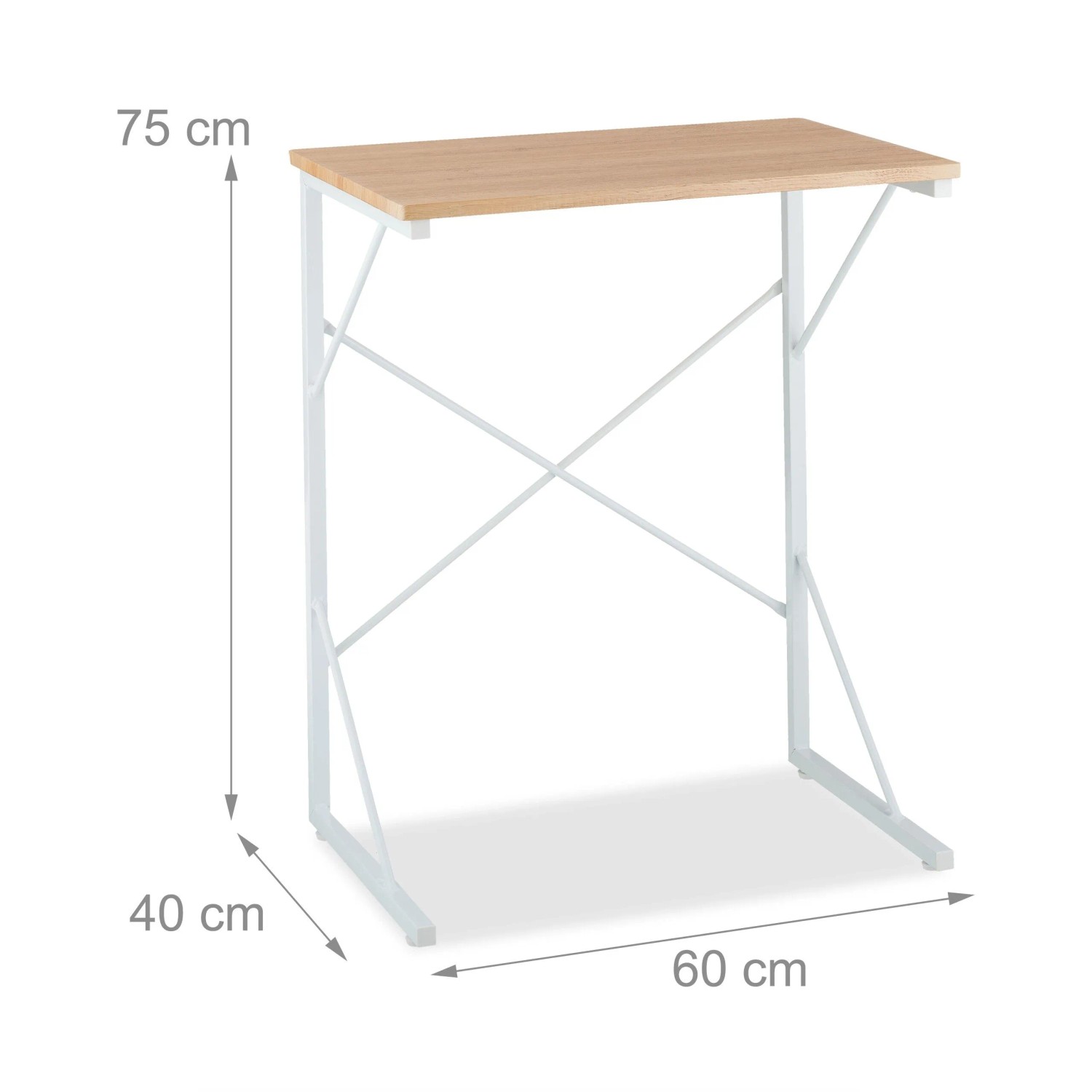 Relaxdays Schreibtisch MDF Metall Weiß Platzsparend 75 cm x 60 cm x 40 cm 4 kg_4