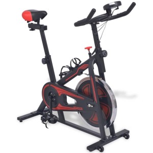 vidaXL Heimtrainer, schwarz-rot, mit Pulsmesser. Fitnessgerät für das Training zu Hause.