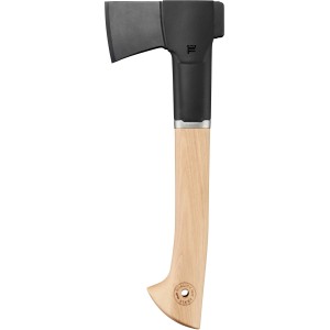 Fiskars Universalaxt Norden N7 mit Hickory-Holzgriff und schwarzem Axtkopf.