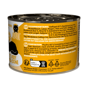 Lucky Lou Katzen-Nassfutter Sterilized Geflügel & Rind, 200g Dose.