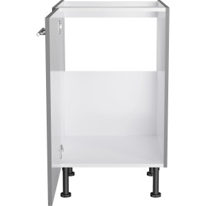Optifit Spülenunterschrank Mats825, 50 cm, Basaltgrau, mit Tür und offenem Stauraum.