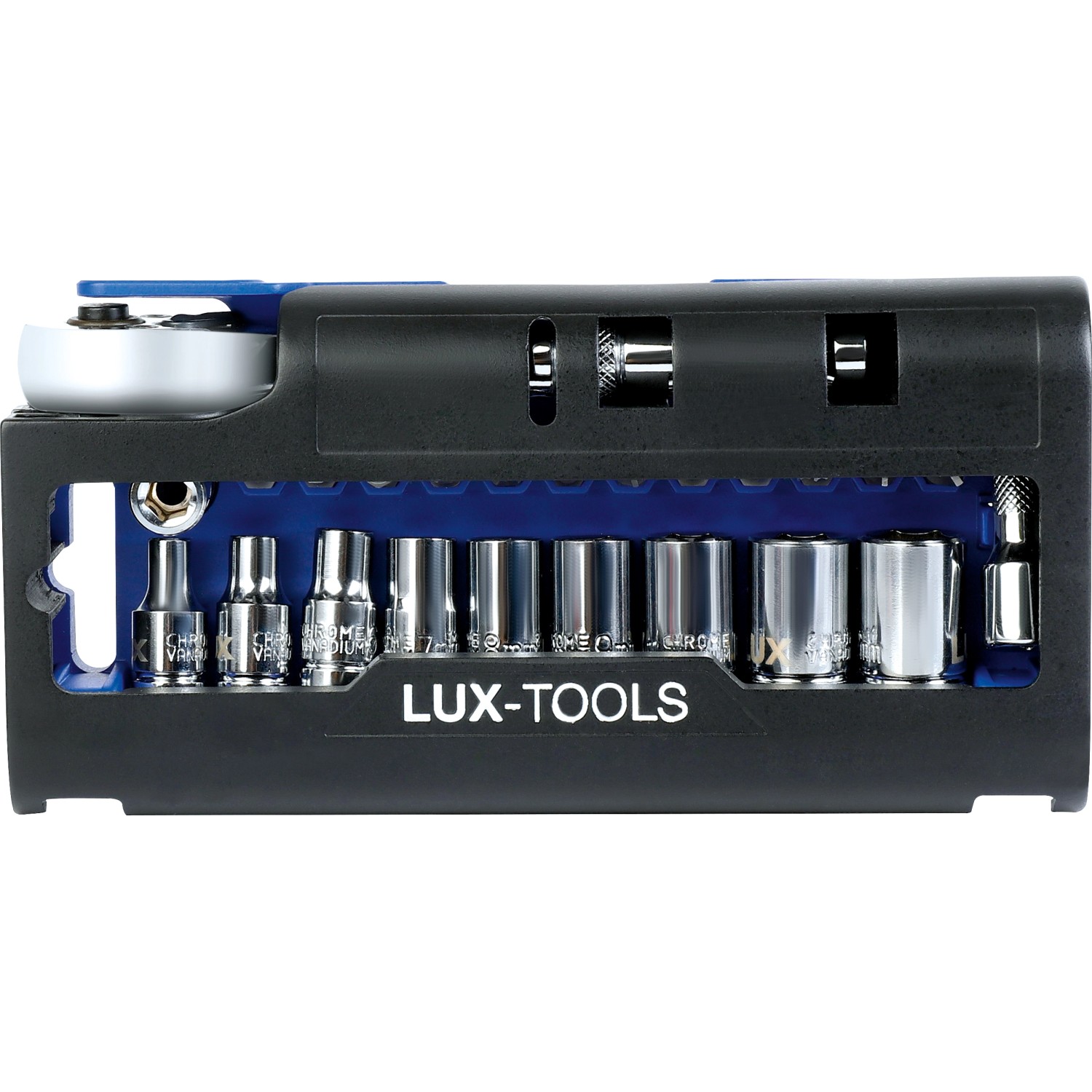 LUX 1/4 Zoll Nuss-Set, 24-teilig, mit Stecknüssen und Bits im schwarzen Kunststoffkoffer.