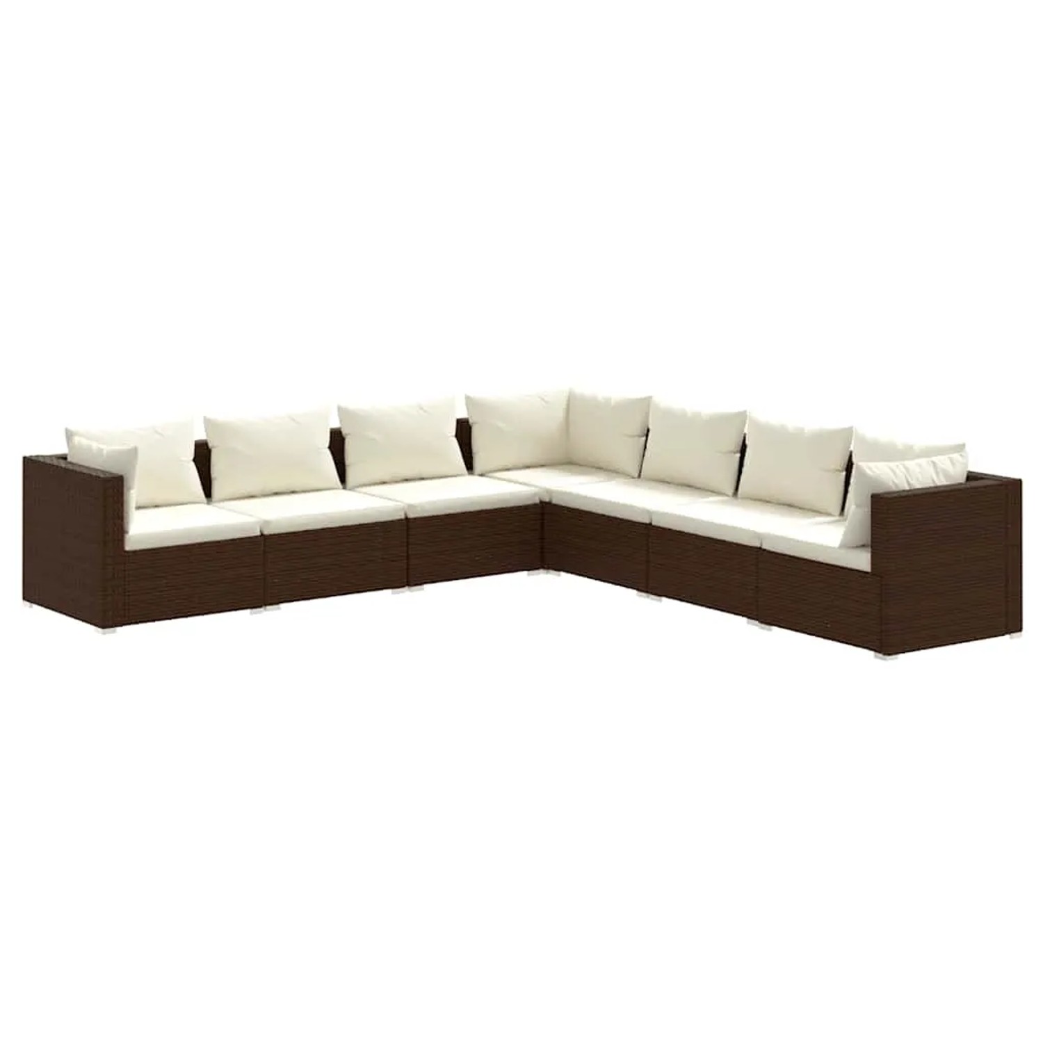 vidaXL 7-Tlg Garten-Lounge-Set mit Kissen Poly Rattan Braun 3101746