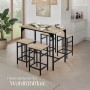Tectake Bartisch-Set Edinburgh, 5-teilig, mit Tisch und 4 Hockern in Eiche Sonoma Optik.