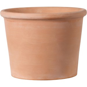 Deroma Pflanztopf Zylinder Bordato, 28 cm, Terrakotta, weiß. Ideal für Garten und Terrasse.