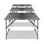 vidaXL Tapeziertisch, 3 klappbare, höhenverstellbare Tische mit schwarzer MDF-Platte und Aluminiumgestell.