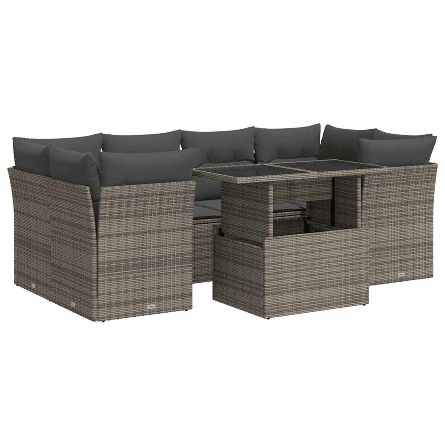 vidaXL 7-Tlg Garten-Sofagarnitur mit Kissen Grau Poly Rattan 3326111 günstig online kaufen