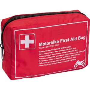 Rote Walser Motorrad Erste-Hilfe-Tasche nach DIN 13167 mit weißem Kreuz.