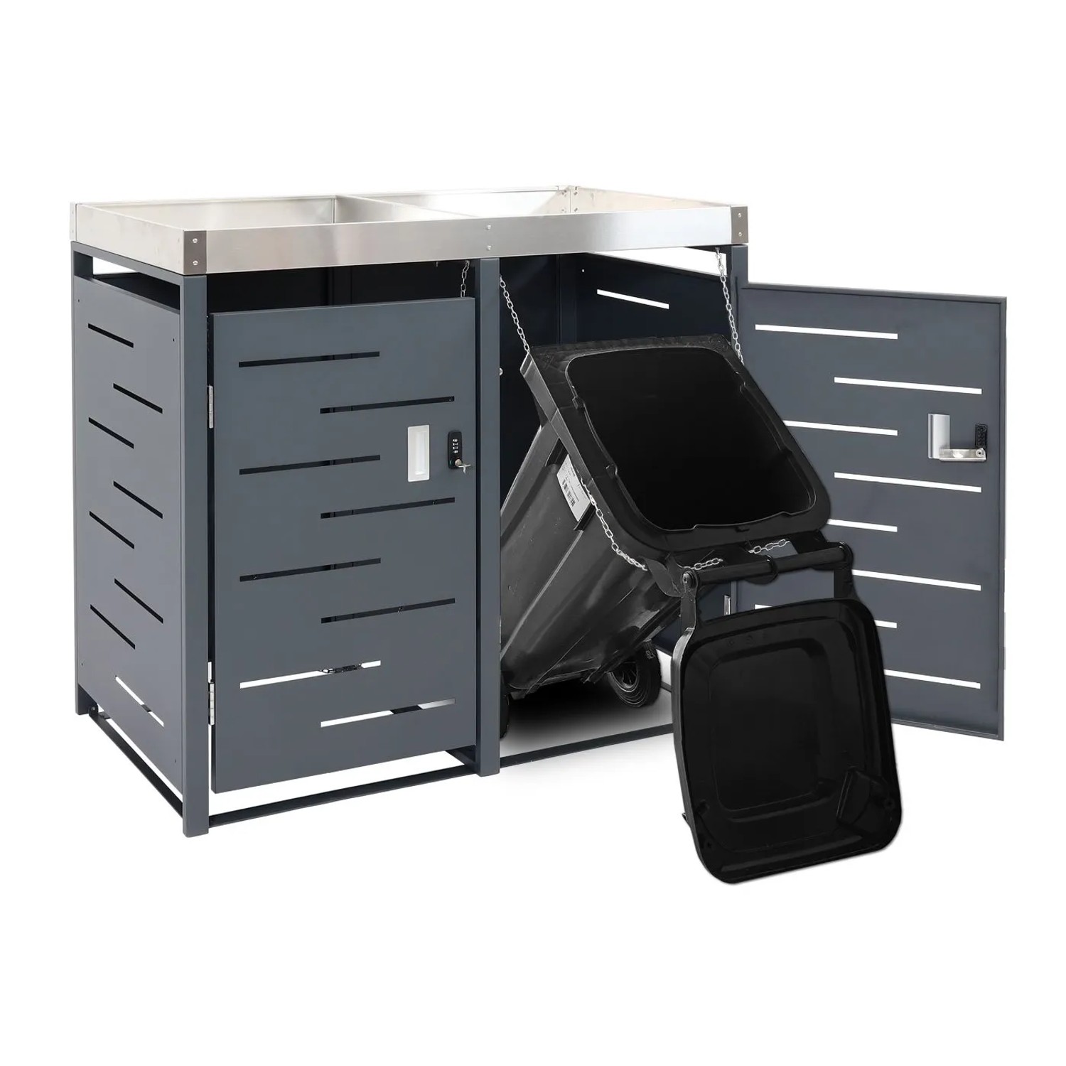 PROREGAL Mülltonnenbox 3er 110x175x62cm 80-240 Liter_6