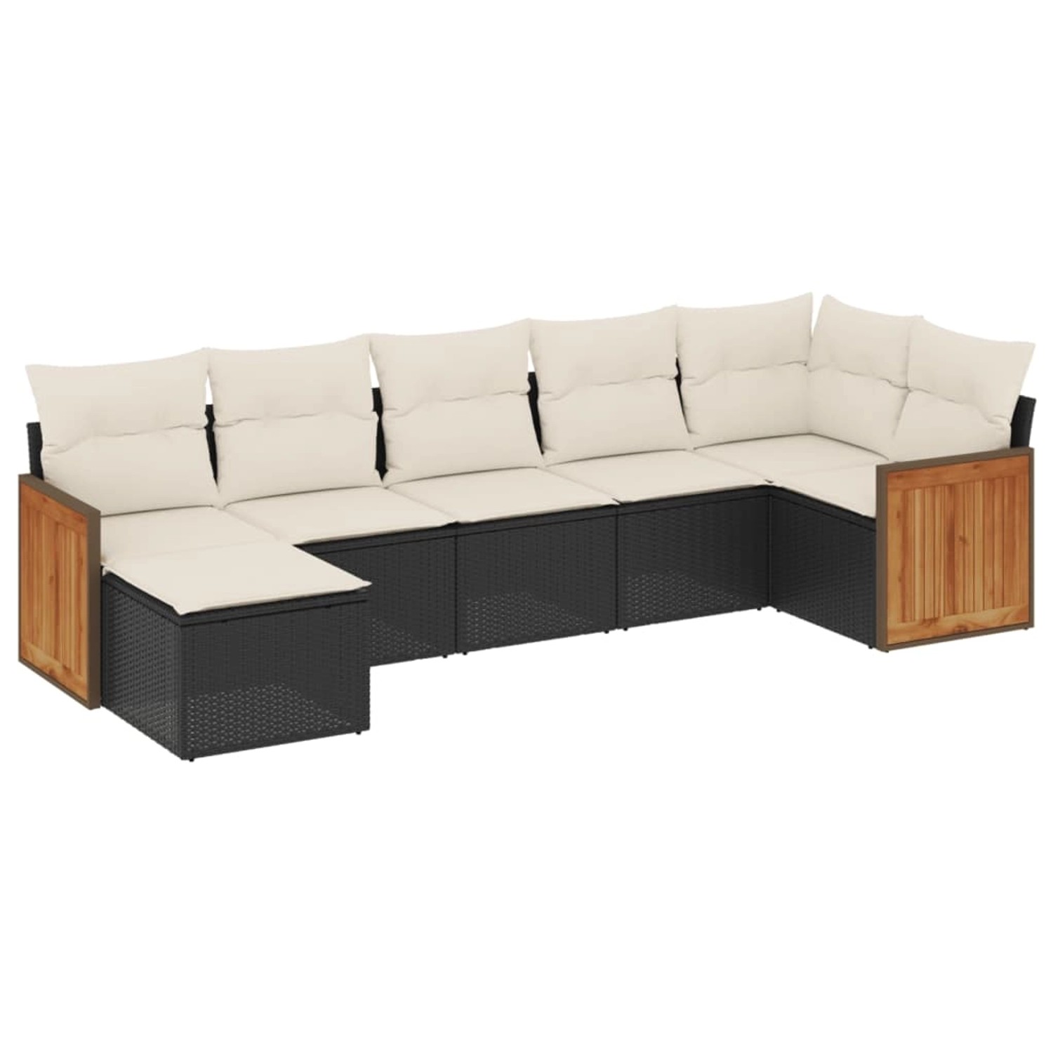 vidaXL 7-Tlg Garten-Sofagarnitur mit Kissen Schwarz Poly Rattan 3260271 günstig online kaufen