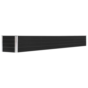 Anthrazitfarbenes vidaXL Garten-Hochbeet aus Stahl, 320x40x45 cm.