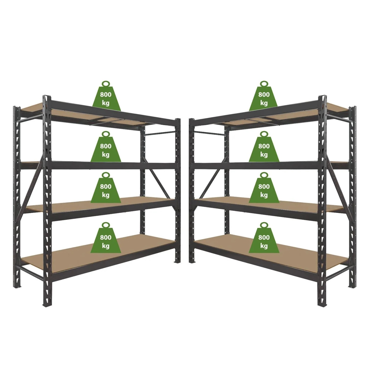 TRUTZHOLM 2x Schwerlastregal Emil 180x190x60 cm 3200 kg Stahl Stecksystem 4 günstig online kaufen