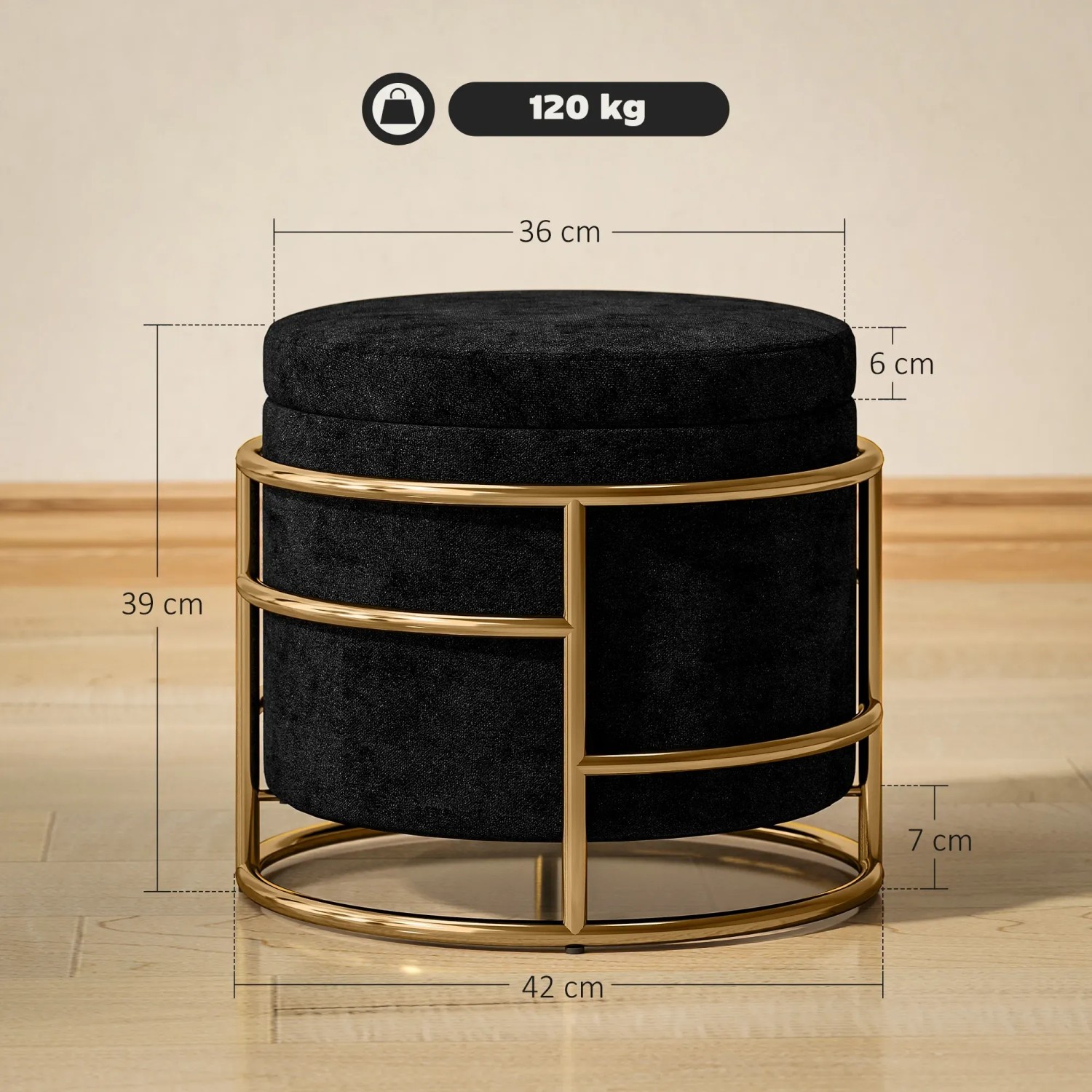 HOMCOM Sitzhocker mit Stauraum 42 x 42 x 39 cm Schwarz kaufen bei OBI