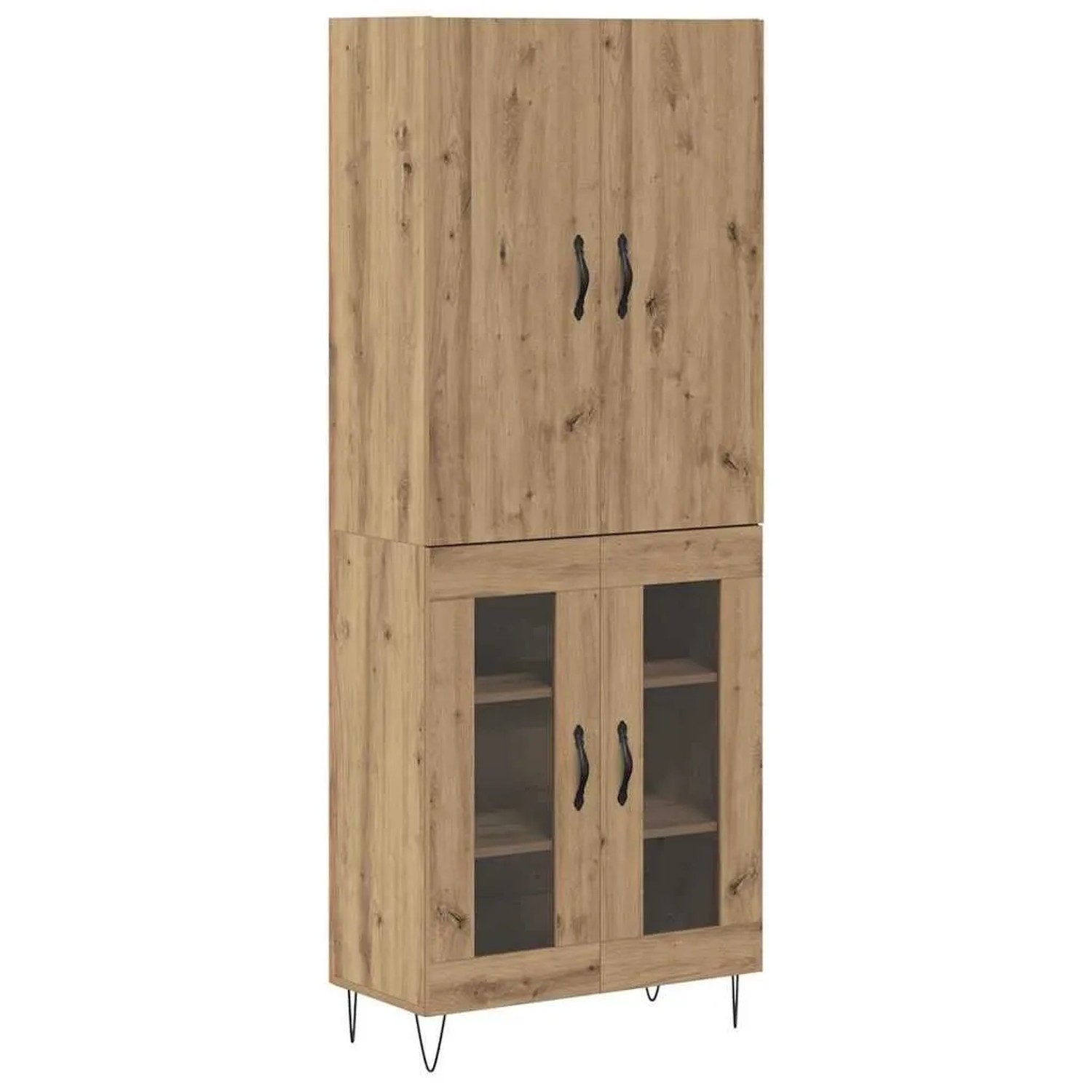 vidaXL Highboard 2-Tlg Artisan-Eiche Ingenieurholz und Glas 3403166 günstig online kaufen