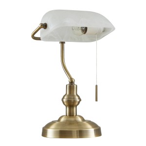 Lindby Tischlampe Profina 9627208 Retro Vintage Antik in Bronze aus Metall 1-flammig E27 Arbeitszimmerleuchte